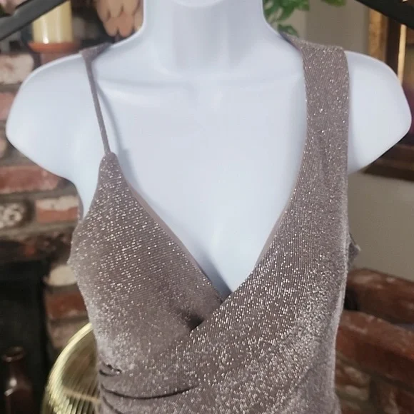 Betsy & Adam Metallic Purple Sleeveless Cocktail Midi Dress - Picture 5 of 13